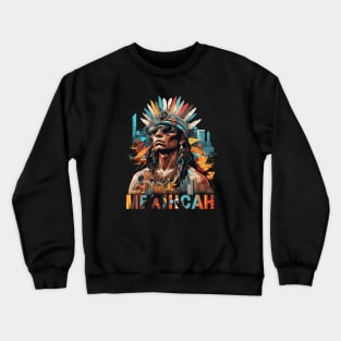 Urban Nahuatl Essence - Mēxihcah Pride High Contrast Streetwear Crewneck Sweatshirt